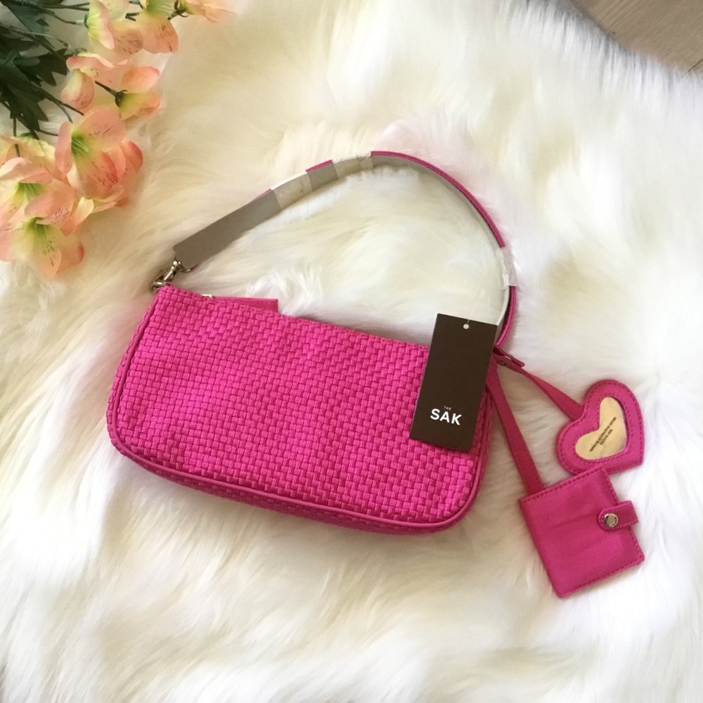 NWT THE SAK Small Woven Shoulder Bag - Fuchsia